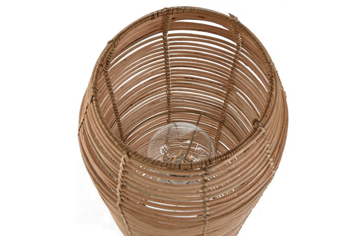 DKD Home Decor Lámpara de Pie Ratán Metal Marrón 23 x 65 x 23 cm
