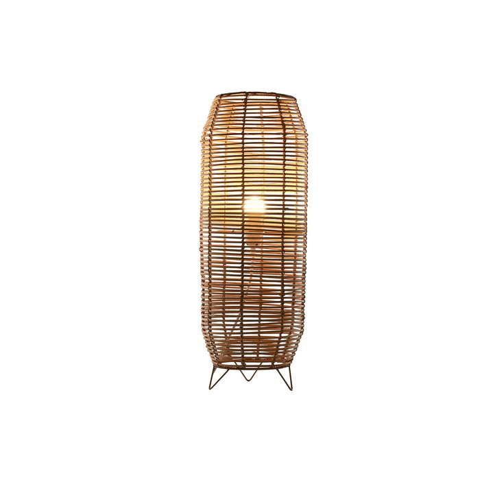 DKD Home Decor Lámpara de pie de ratán y metal marrón natural