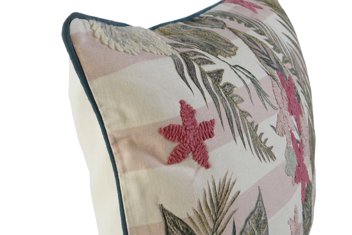 DKD Home Decor Funda Cojin 40 x 60 cm Verde Rosa Algodon Polyester Tropical