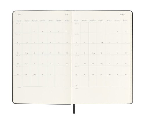 Moleskine DHB18WN3Y26 Agenda Semanal 18 Meses 2025-2026 Tapa Dura L (13 x 21 cm) Negra