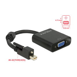 DeLOCK Adaptador mini DisplayPort 1.2 macho con tornillo a VGA hembra negro