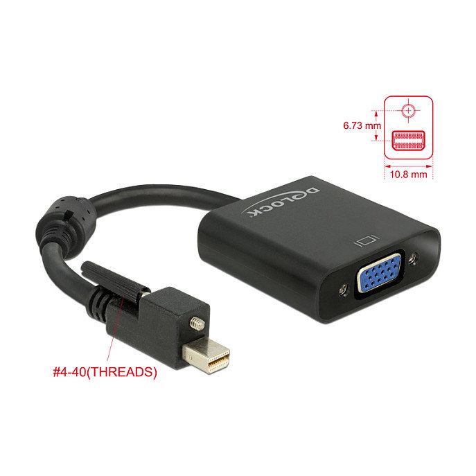 DeLOCK 62641 Adaptador mini DisplayPort 1.2 con tornillo a VGA negro DeLOCK 62641 Adaptador mini DisplayPort 1.2 con tornillo a VGA negro