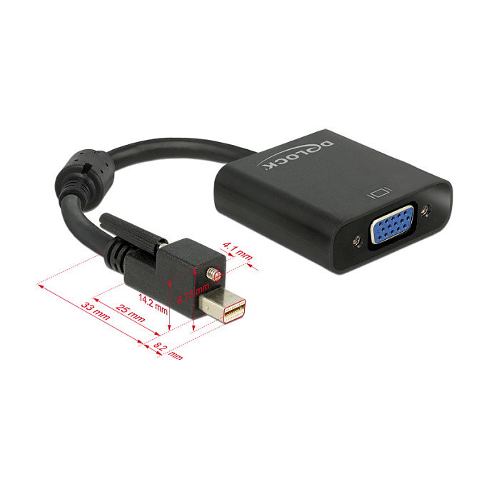 DeLOCK Adaptador mini DisplayPort 1.2 macho con tornillo a VGA hembra negro