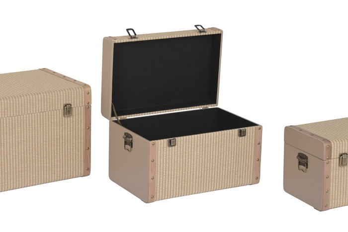 DKD Home Decor Baul Tradicional Madera Natural 36 x 36 x 54 cm Set de 3