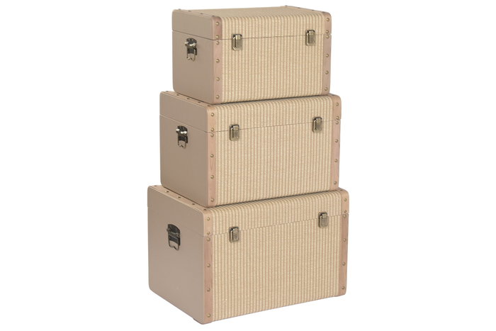 DKD Home Decor Baul Tradicional Madera Natural 36 x 36 x 54 cm Set de 3