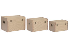 DKD Home Decor Baul Tradicional Madera Natural 36 x 36 x 54 cm Set de 3