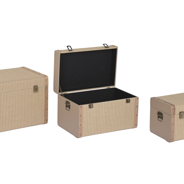 DKD Home Decor Set de 3 Baúles de Madera Natural 54x36x36 DKD Home Decor Set de 3 Baúles de Madera Natural 54x36x36