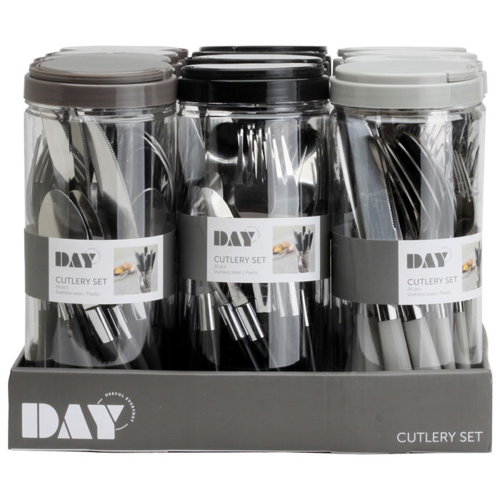 Day Cubertería 24 Piezas Acero Inoxidable Mango Plástico Colores Surtidos Apto Lavavajillas