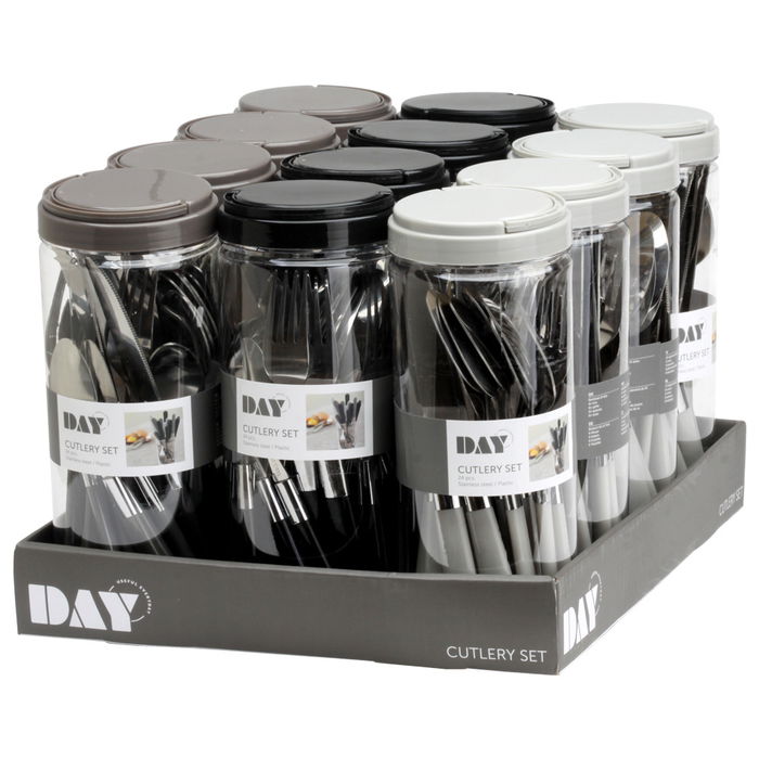 Day Cubertería 24 Piezas Acero Inoxidable Mango Plástico Colores Surtidos Apto Lavavajillas
