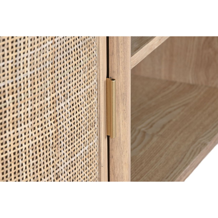 DKD Home Decor Mueble TV Rubberwood y Ratán Natural 120x43,5x60