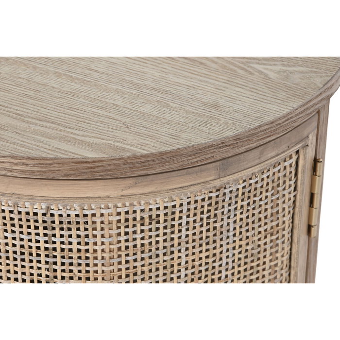 DKD Home Decor Mueble TV Rubberwood y Ratán Natural 120x43,5x60
