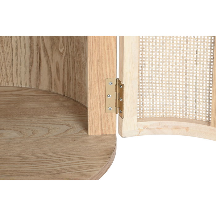 DKD Home Decor Mueble TV Rubberwood y Ratán Natural 120x43,5x60