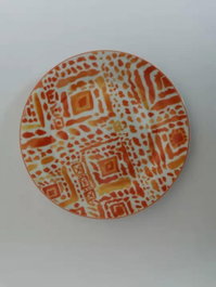 DKD Home Decor Set de 24 platos de porcelana Ethnic Shengda surtido de 2 colores, naranja