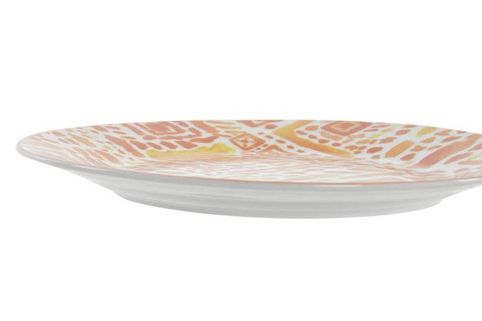 DKD Home Decor Set de 24 platos de porcelana Ethnic Shengda surtido de 2 colores, naranja