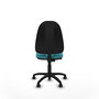 Silla de oficina Algarra con mecanismo Contacto permanente básico tapizada con Tela color Turquesa. Equipada con Base poliamida negra, Sin brazos y Ruedas autofrenantes