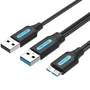 Vention CQPBf Cable USB 3.0 Macho a Micro USB Macho, 5 Gbps, 1 m, Negro - Con fuente de alimentación (3A Max)