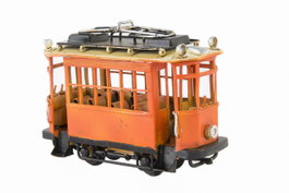DKD Home Decor Vehiculo Decoracion Tranvia Soller Metal Naranja 5 x 8 x 13 cm (2 Unidades)
