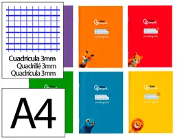 Liderpapel Libreta Pauta Guía A4 32 Hojas 75g/m² Cuadriculado Pautado 3mm con Margen 6 Colores Surtidos - Cartoncillo