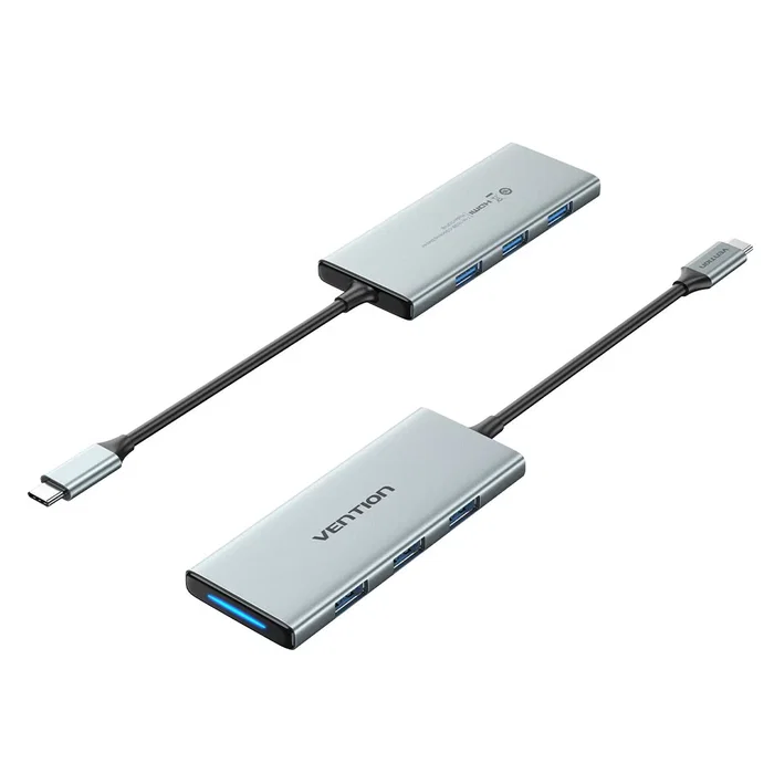 Vention TOPHB Docking Station USB Tipo-C con HDMI, 3 Puertos USB, Lector SD/MicroSD, Aluminio Gris, USB 3.2 Gen 1, Power Delivery 100W, 4K Ultra HD