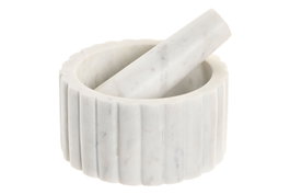 DKD Home Decor Mortero de Mármol Blanco 12,5x12,5x7,5 cm