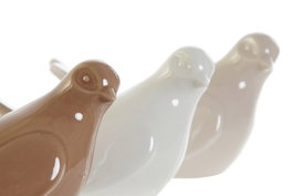 DKD Home Decor Figura de Porcelana Pájaro Surtido de 3 en Colores Beige, Blanco y Rosa Oscuro