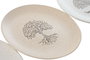 DKD Home Decor Plato Tradicional Tree of life 24 Beige Blanco Roto Gres 20x2.5x20 cm Apto Microondas Lavavajillas (4 Unidades)