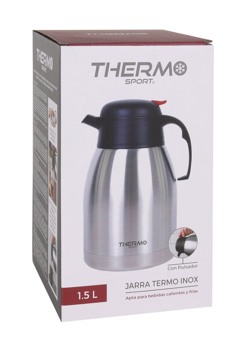 Thermosport Jarra Termo Inoxidable 1.5 Litros con Pulsador ø14x16x23 cm (6 Unidades)