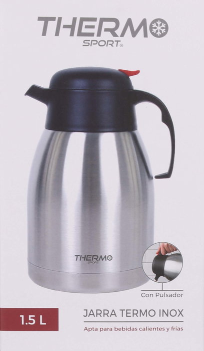 Thermosport Jarra Termo Inoxidable 1.5 Litros con Pulsador ø14x16x23 cm (6 Unidades)