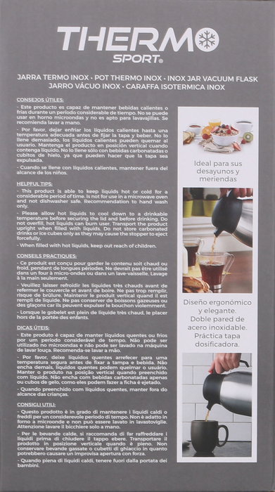 Thermosport Jarra Termo Inoxidable 1.5 Litros con Pulsador ø14x16x23 cm (6 Unidades)