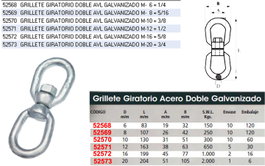 Grillete giratorio doble AVL galvanizado M-6 = 1/4