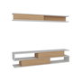 Hanah Home Mueble TV Blanco y Teca 176cm Ancho x 39cm Alto x 31.5cm Profundo