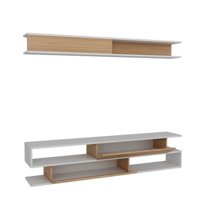 Hanah Home Mueble TV Blanco y Teca 176cm Ancho x 39cm Alto x 31.5cm Profundo Hanah Home Mueble TV Blanco y Teca 176cm Ancho x 39cm Alto x 31.5cm Profundo
