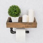 Hanah Home Estantería de Tubo Madera Abeto y Metal Nogal y Negro 28x16x14 cm