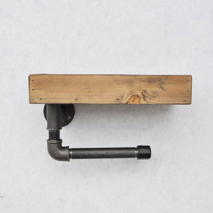 Hanah Home Estantería de Tubo Madera Abeto y Metal Nogal y Negro 28x16x14 cm