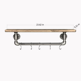 Hanah Home Estantería de Tubo Madera Abeto y Metal Nogal y Negro 28x16x14 cm