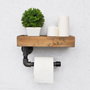 Hanah Home Estantería de Tubo Madera Abeto y Metal Nogal y Negro 28x16x14 cm