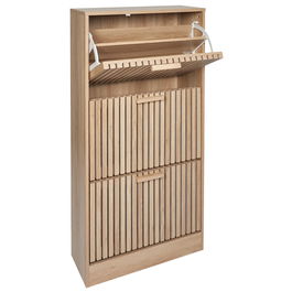 Home Deco Factory Zapatero 3 Puertas Natural Madera MDF Entrada Hogar 60x24x113 cm