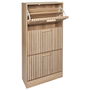 Home Deco Factory Zapatero 3 Puertas Natural Madera MDF Entrada Hogar 60x24x113 cm