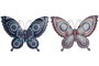 DKD Home Decor Decoración Pared Mediterraneo Azul Naranja Mariposa Metal 1 x 33.5 x 46 cm (4 Unidades)