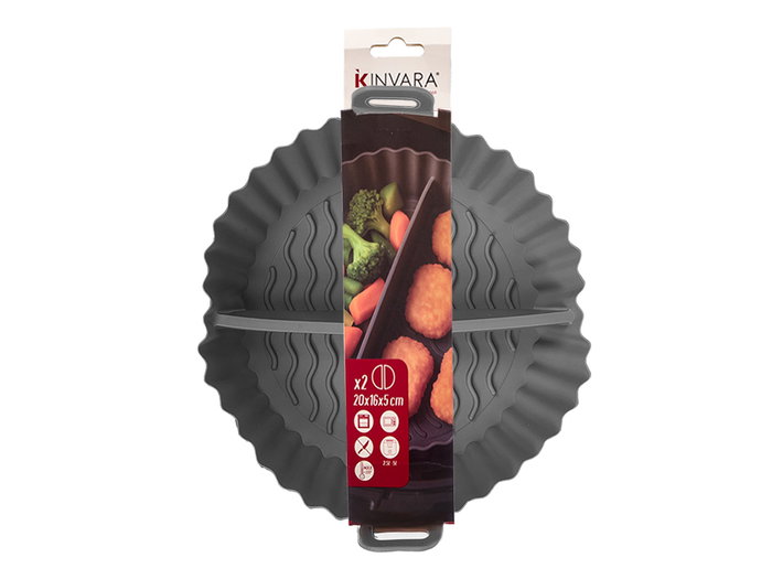 Kinvara Molde Freidora Aire Doble Compartimento Gris Silicona 22x6.5x20 cm (Set de 24)