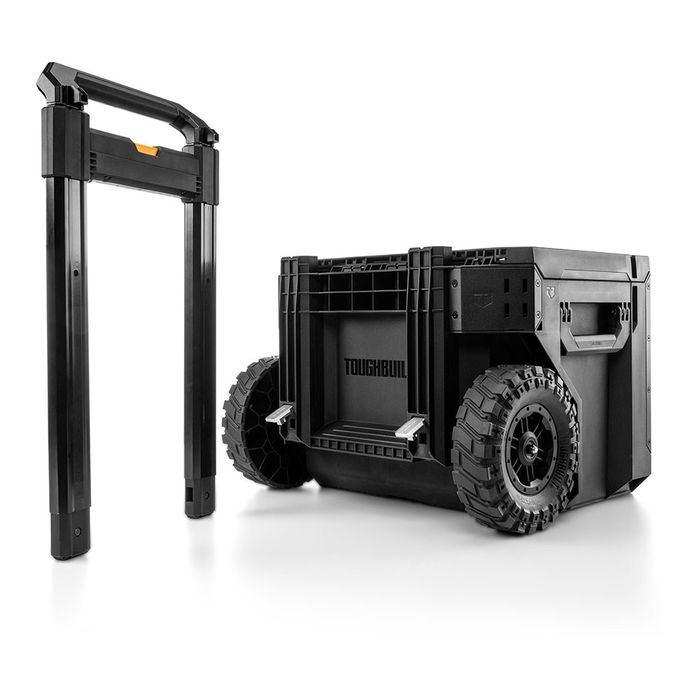 Toughbuilt Caja de Herramientas con Ruedas Stacktech, 53 x 40.5 x 40 cm, Mango Telescópico, 2 Ruedas Todo Terreno, Capacidad 113 kg, Modular y Apilable, IP65, Polímero y Acero