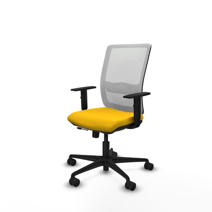 PIQUERAS Y CRESPO Silla de oficina Haches con mecanismo Sincro/Traslack, Amarillo y Blanco