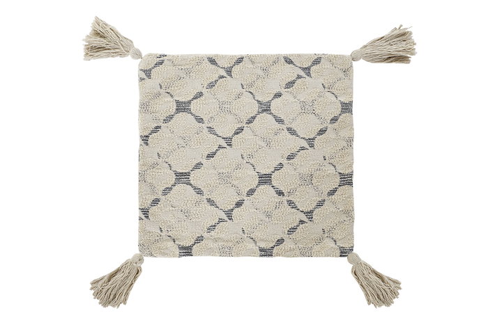 DKD Home Decor Funda Cojín 60x60 cm Beige Algodón/Poliéster con Flecos (4 Unidades)