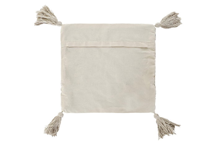 DKD Home Decor Funda Cojín 60x60 cm Beige Algodón/Poliéster con Flecos (4 Unidades)