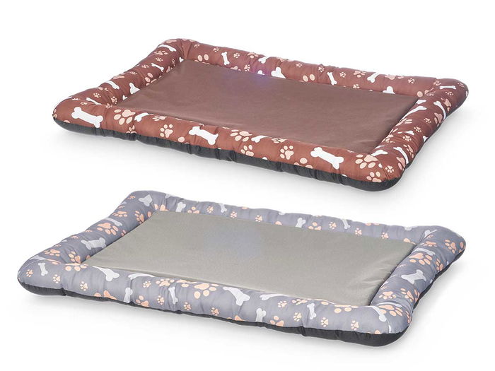 Mascow Cuna para Mascota Rectangular Hueso y Huellas Surtida en Gris y Marron, 85x60 cm (Set de 6)