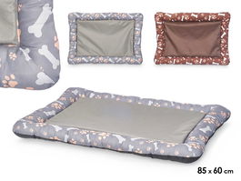 Mascow Cuna para Mascota Rectangular Hueso y Huellas Surtida en Gris y Marron, 85x60 cm (Set de 6)
