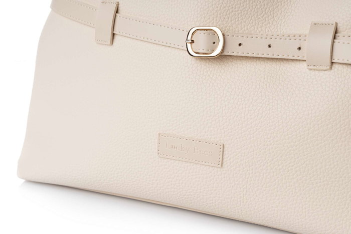 Lucky Bees Bolsa de Hombro Crema Cuero de Polivinilo Elegante Versátil Bolso de Moda