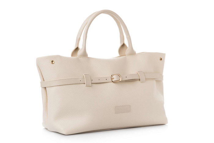 Lucky Bees Bolsa de Hombro Crema Cuero de Polivinilo Elegante Versátil Bolso de Moda