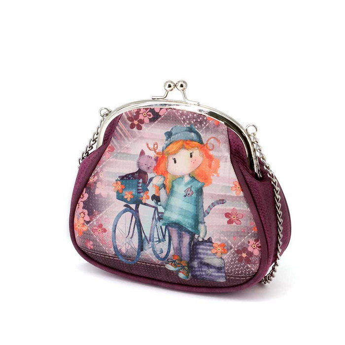 Forever Ninette Bolso Bandolera Retro Bicycle Cadena Grande Burdeos Infantil PVC 17.5x18x5.5cm