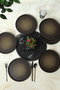Hermia X00018267 Juego de 6 Platos de Gres Cerámico de 27 cm, Negro y Marrón